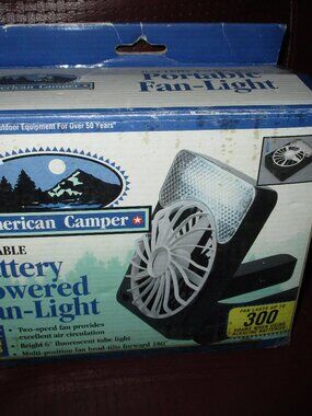 American Camper Portable Battery Powered Fan Light 6  NOS